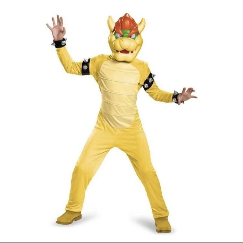 Spirit Halloween Kids Mario Bros Bowser Deluxe Costume with inflatable shell 7-8